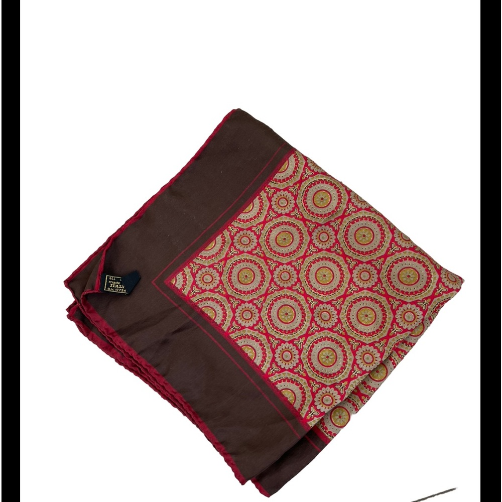 Silk Brown and Red Patterned Scarf